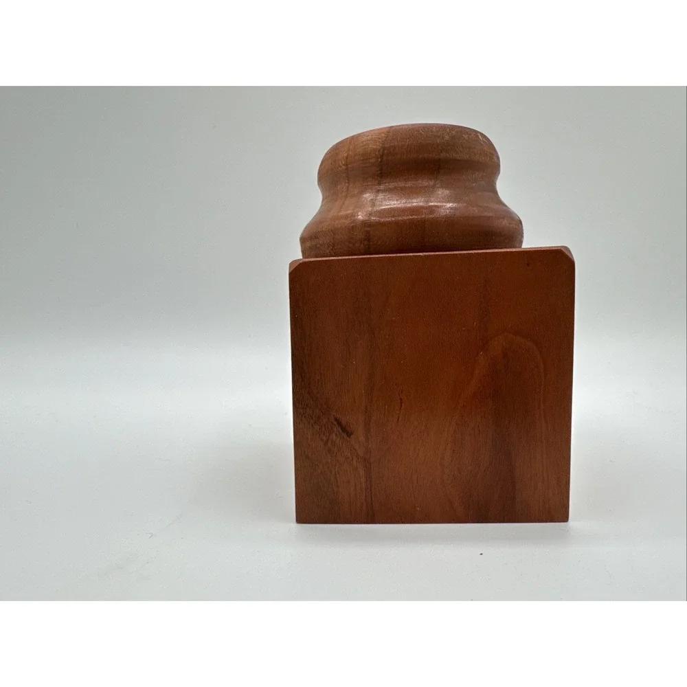 Vintage Turned Teak Wood Tobacco Jar Canister Apothecary Storage Box w/ Lid 4